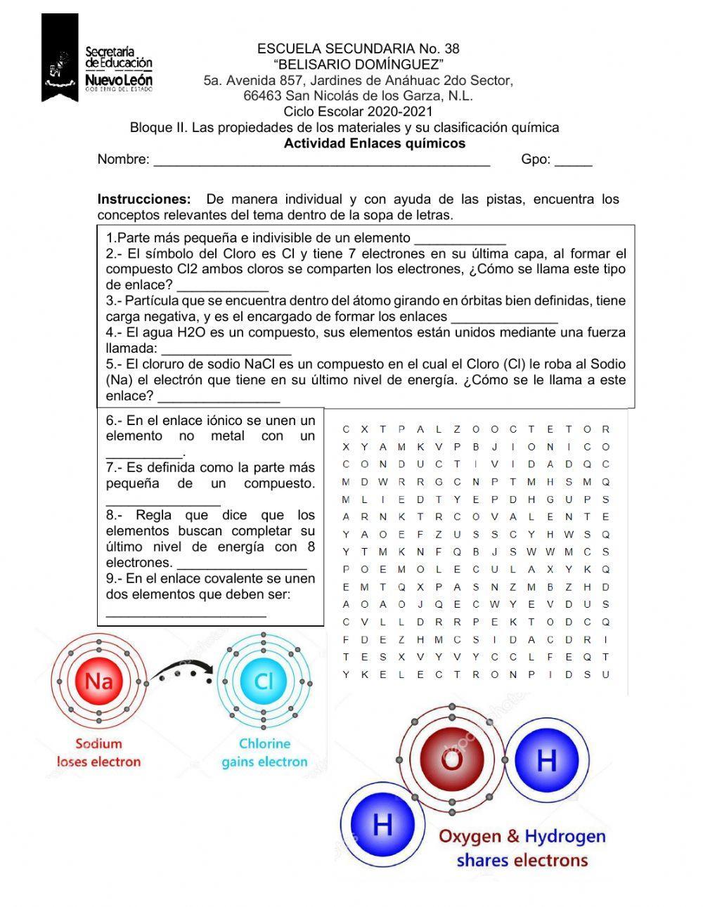 Tipos de enlaces químicos