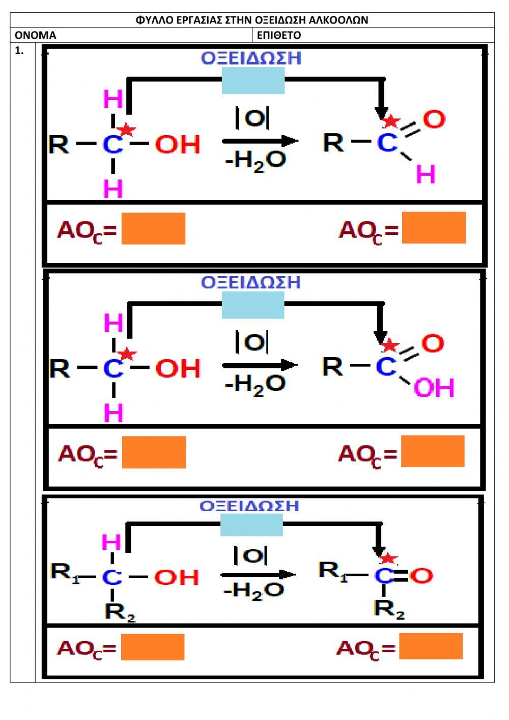 Alchools oxidation