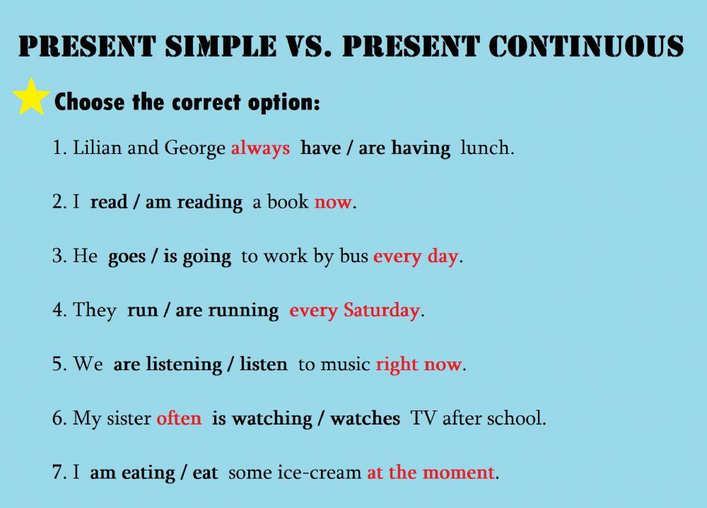 Present Simple vs. Present Continuous