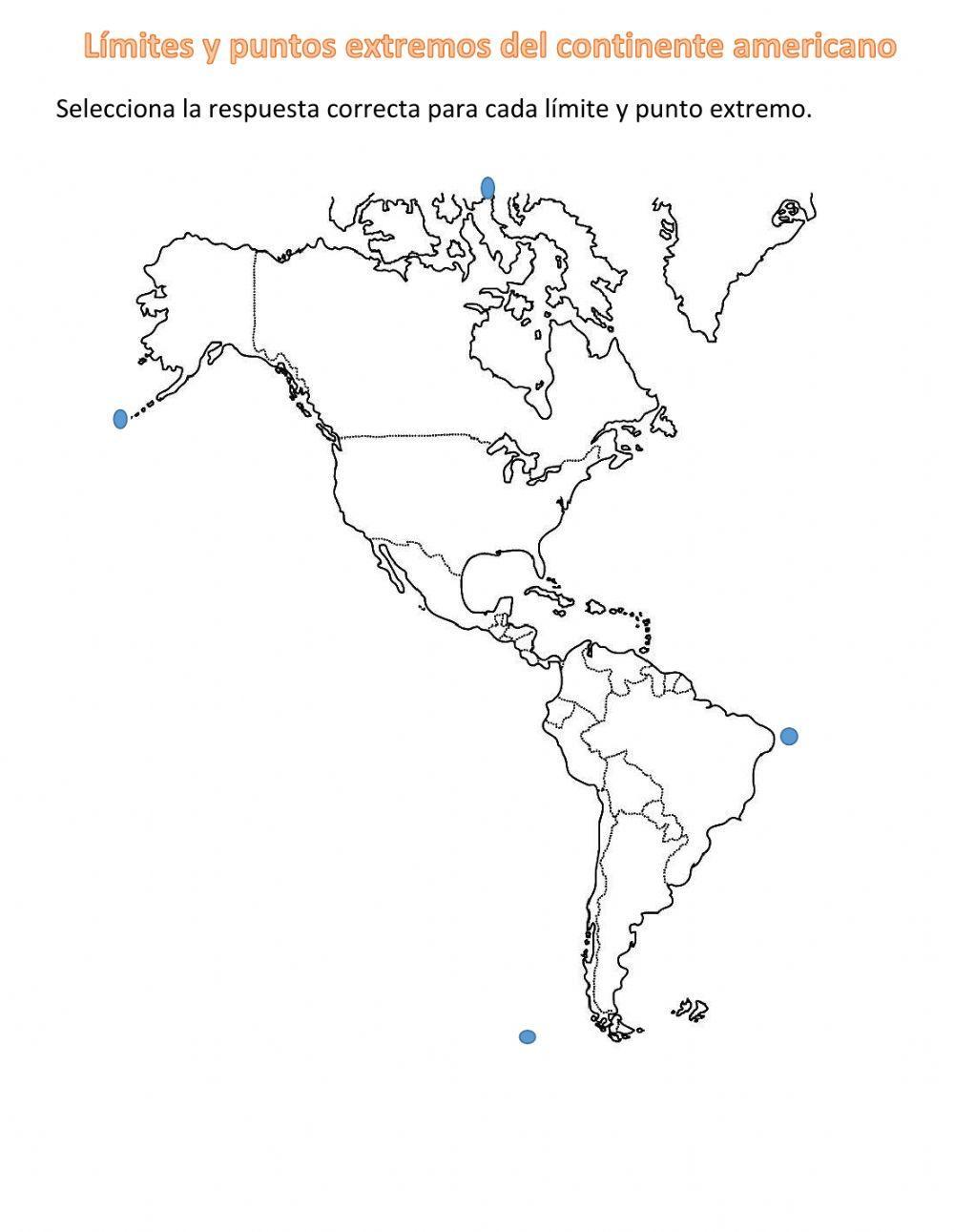 Límites, puntos extremos y regiones geográficas del continente americano