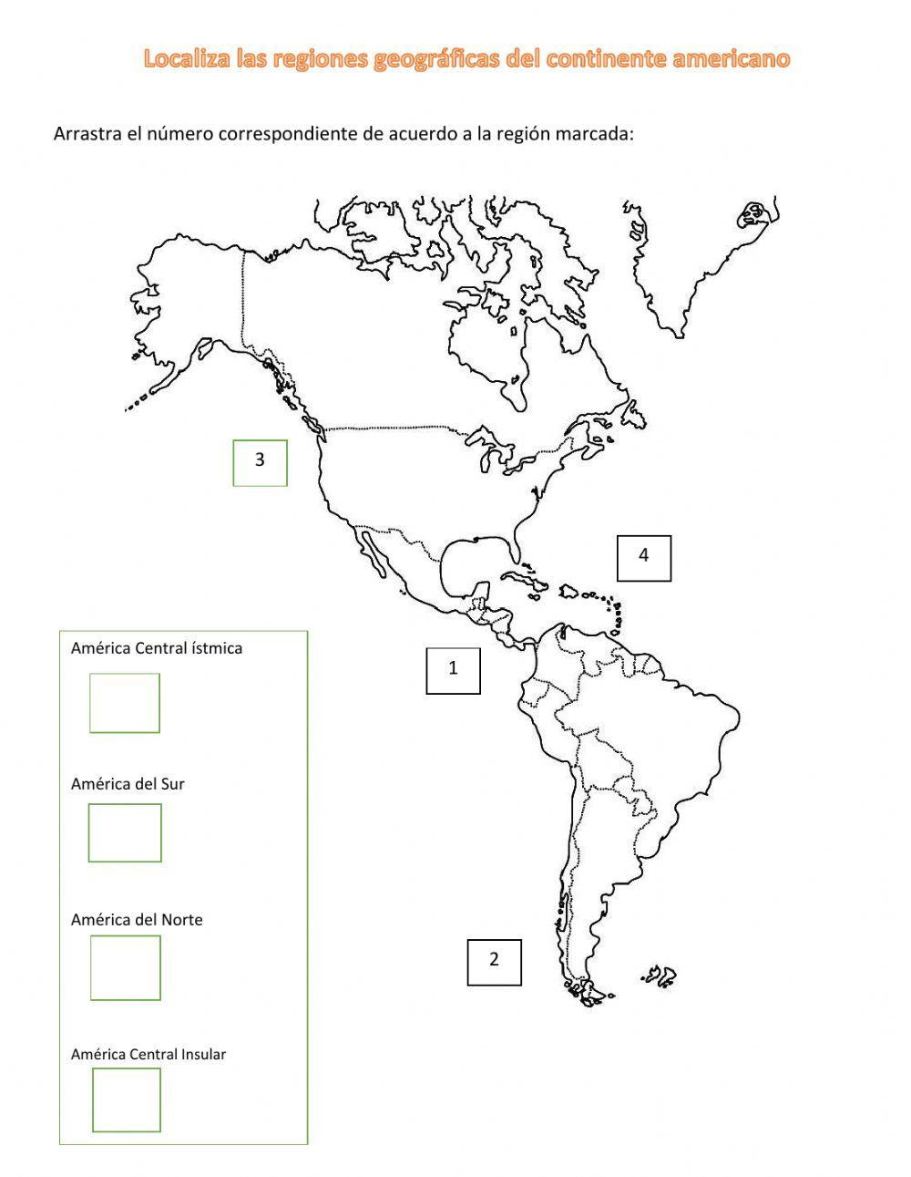 Límites, puntos extremos y regiones geográficas del continente americano