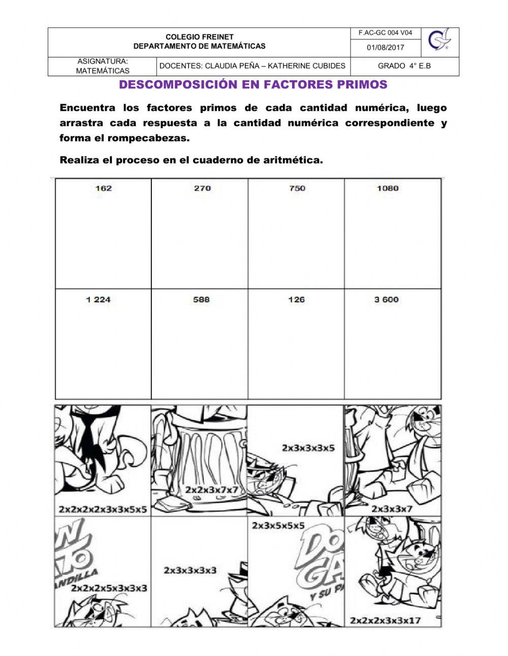 Rompecabezas de factores primos