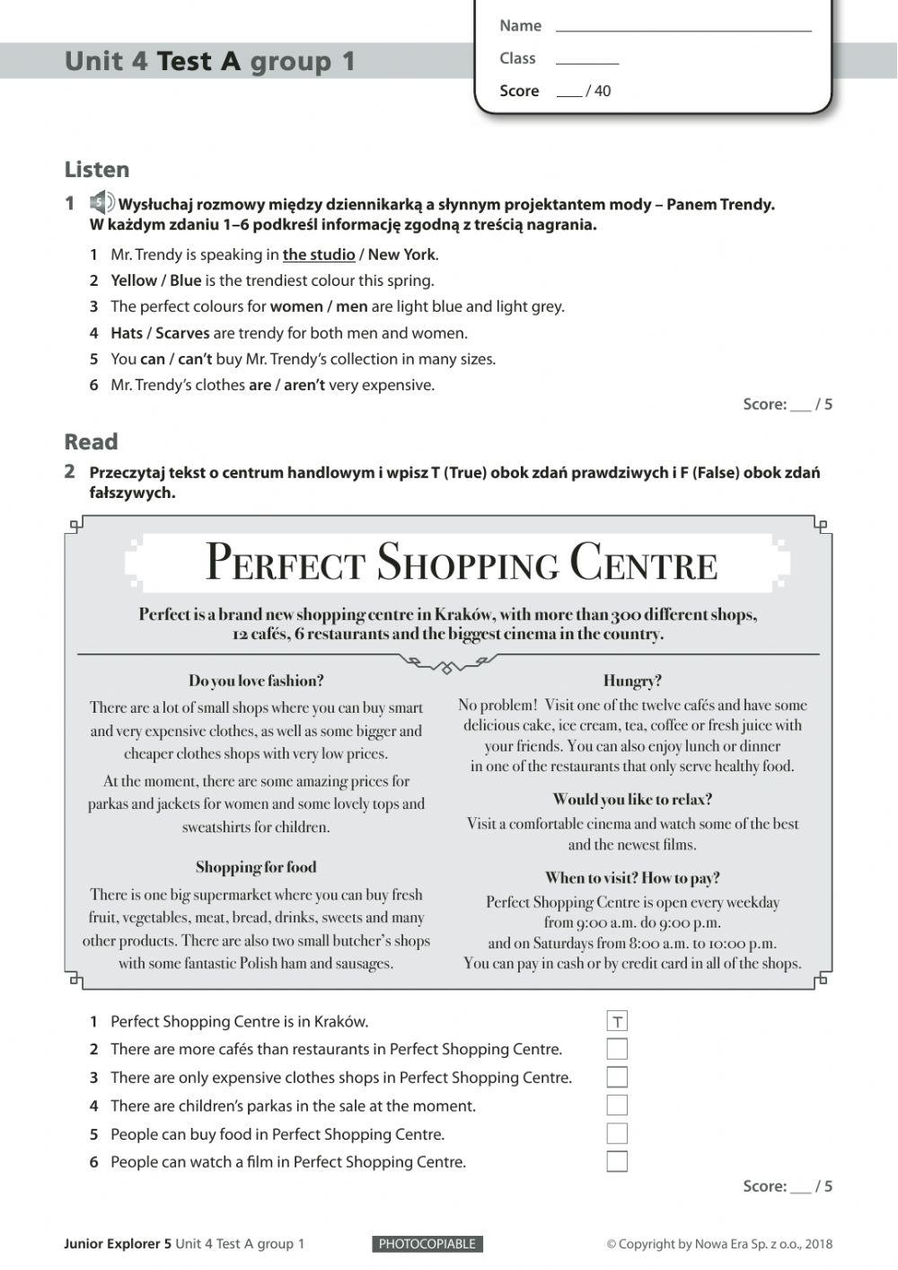 Junior Explorer 4 Unit 6 Test 6398692 | Junior explorer 5 Unit 4 Test | ewakosewicz