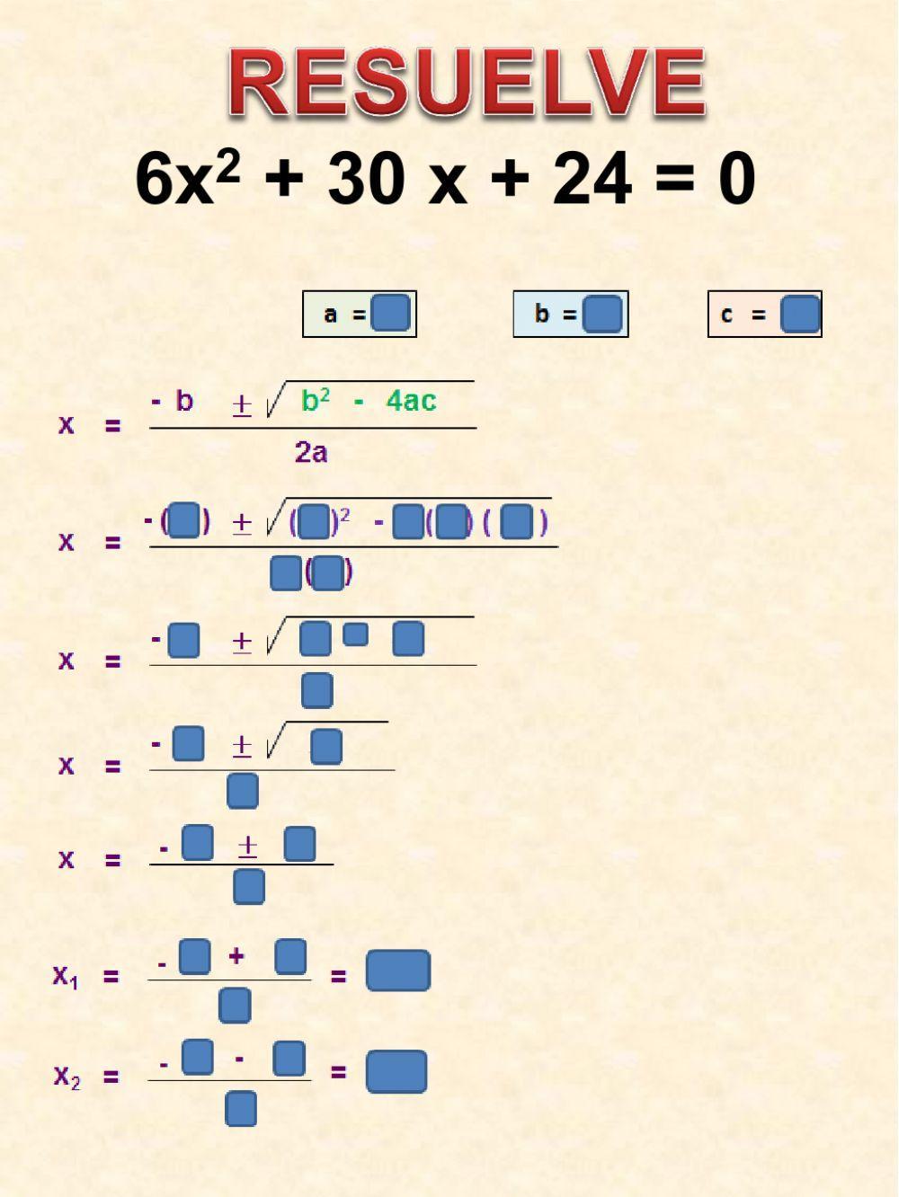 Ecuaciones cuadraticas por formula general