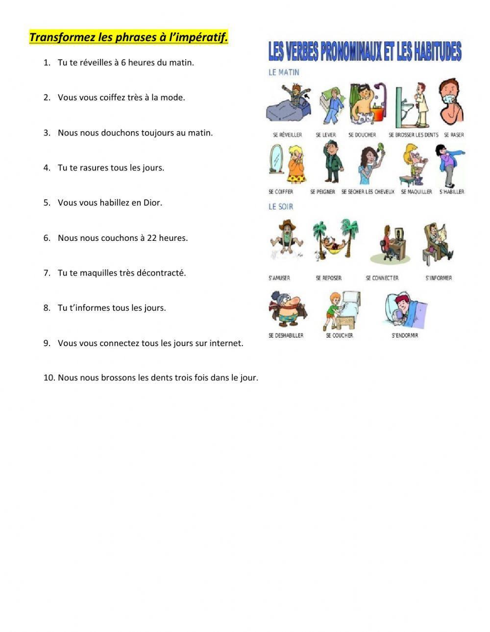 L'impératif et les verbes pronominaux