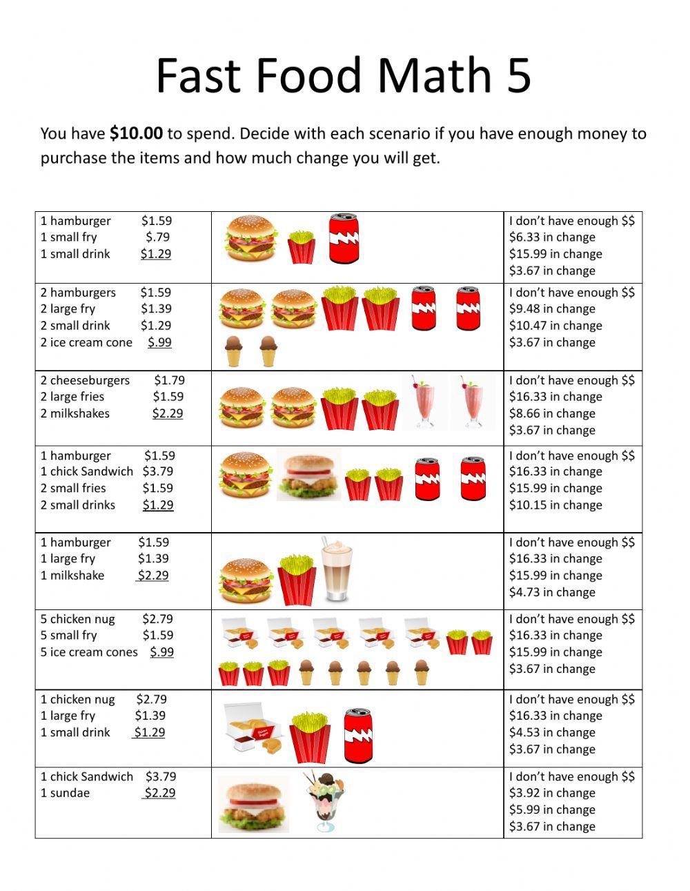 Fast Food Math 5
