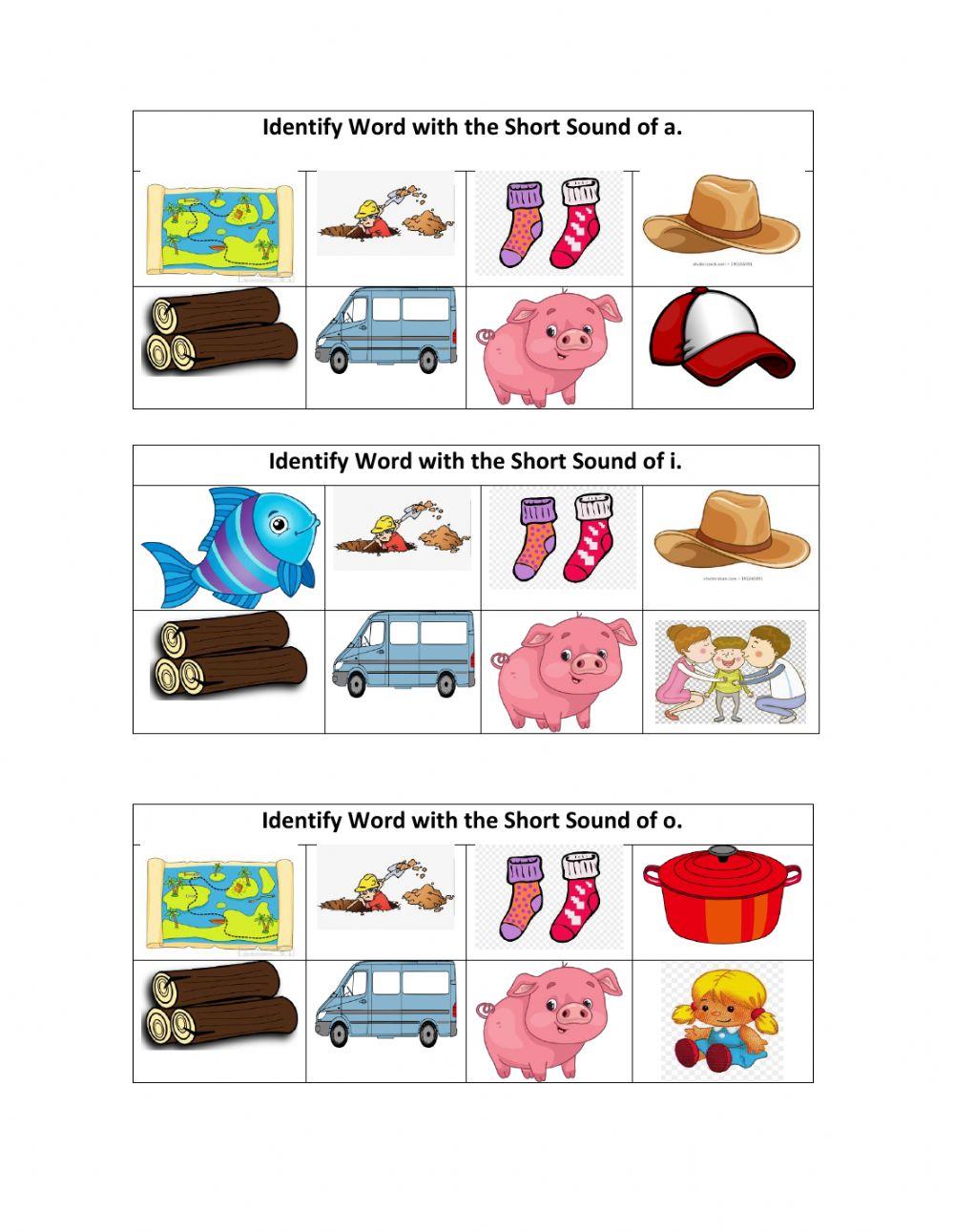 Identifing Sounds Short a, i and o
