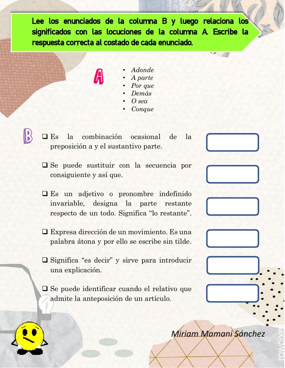 Dudas frecuentes del español - Ejercicio 2