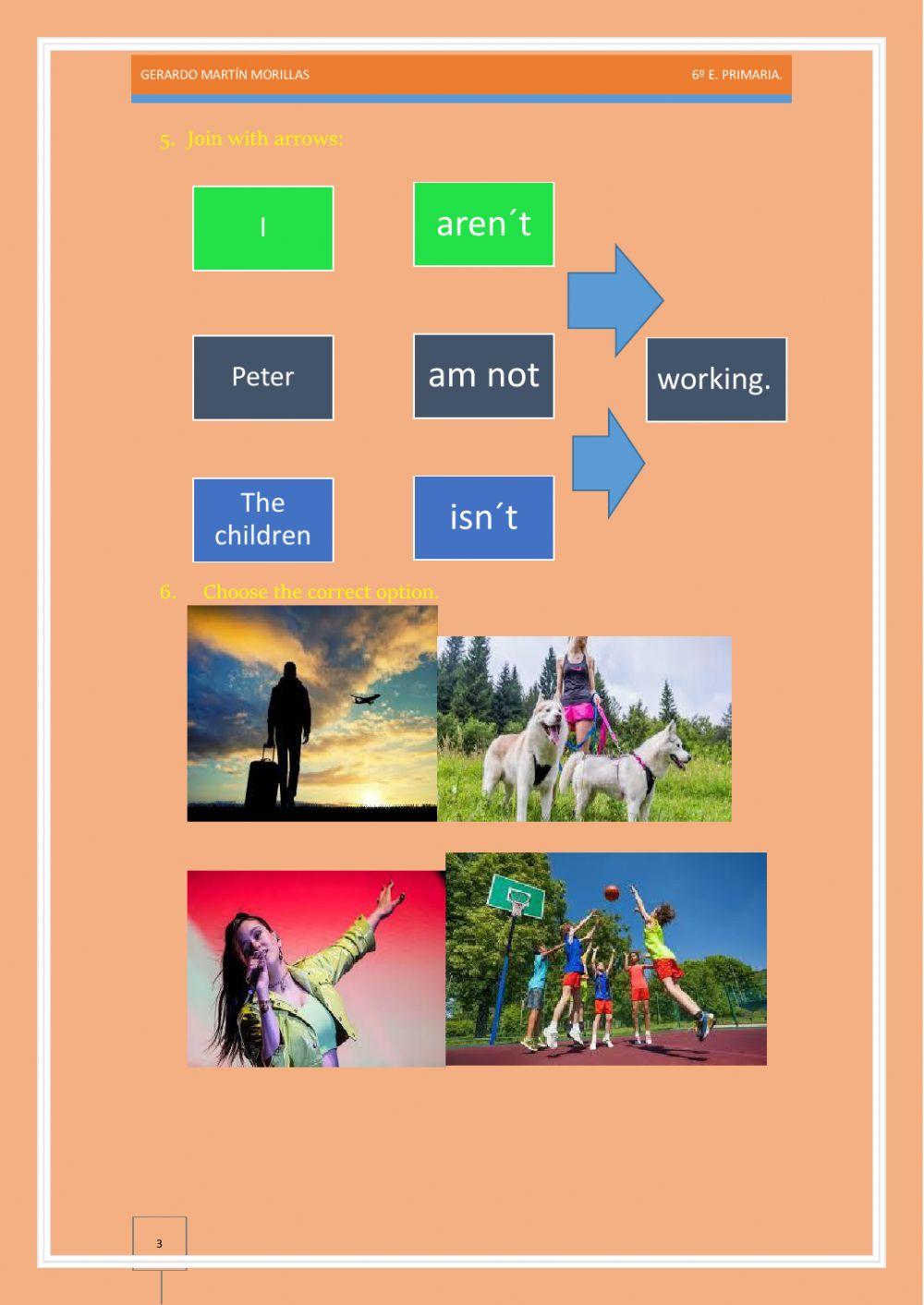 Present continuous. negative form.