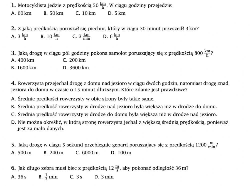 Predkosc, droga,czas