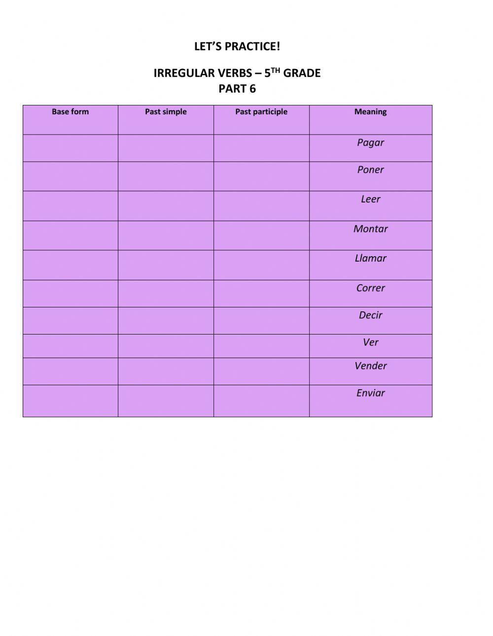 IRREGULAR VERBS PART 6