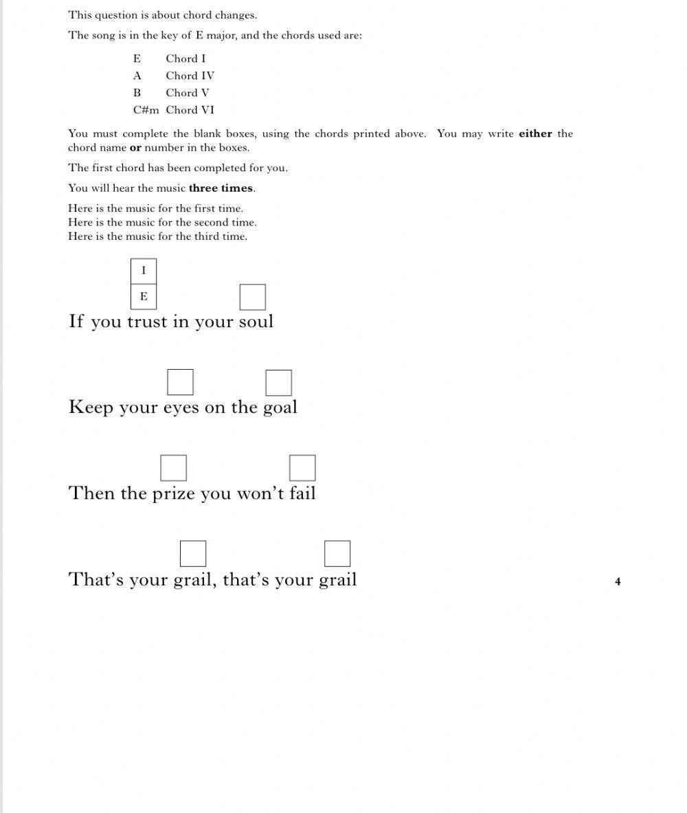 National 5 Practise Chord Changes 2