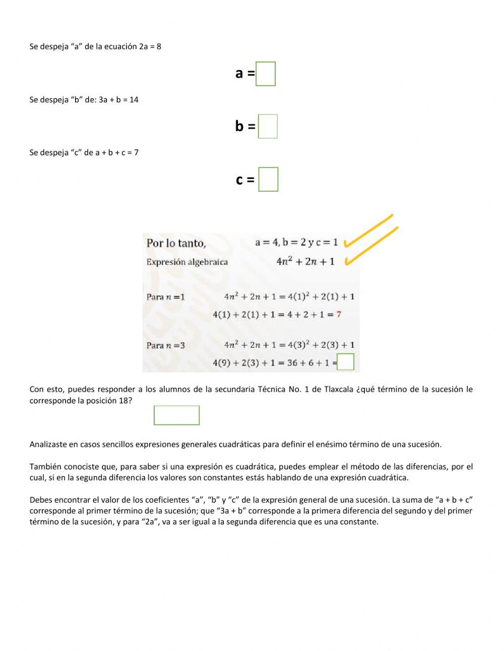 Sucesiones. Método de las diferencias