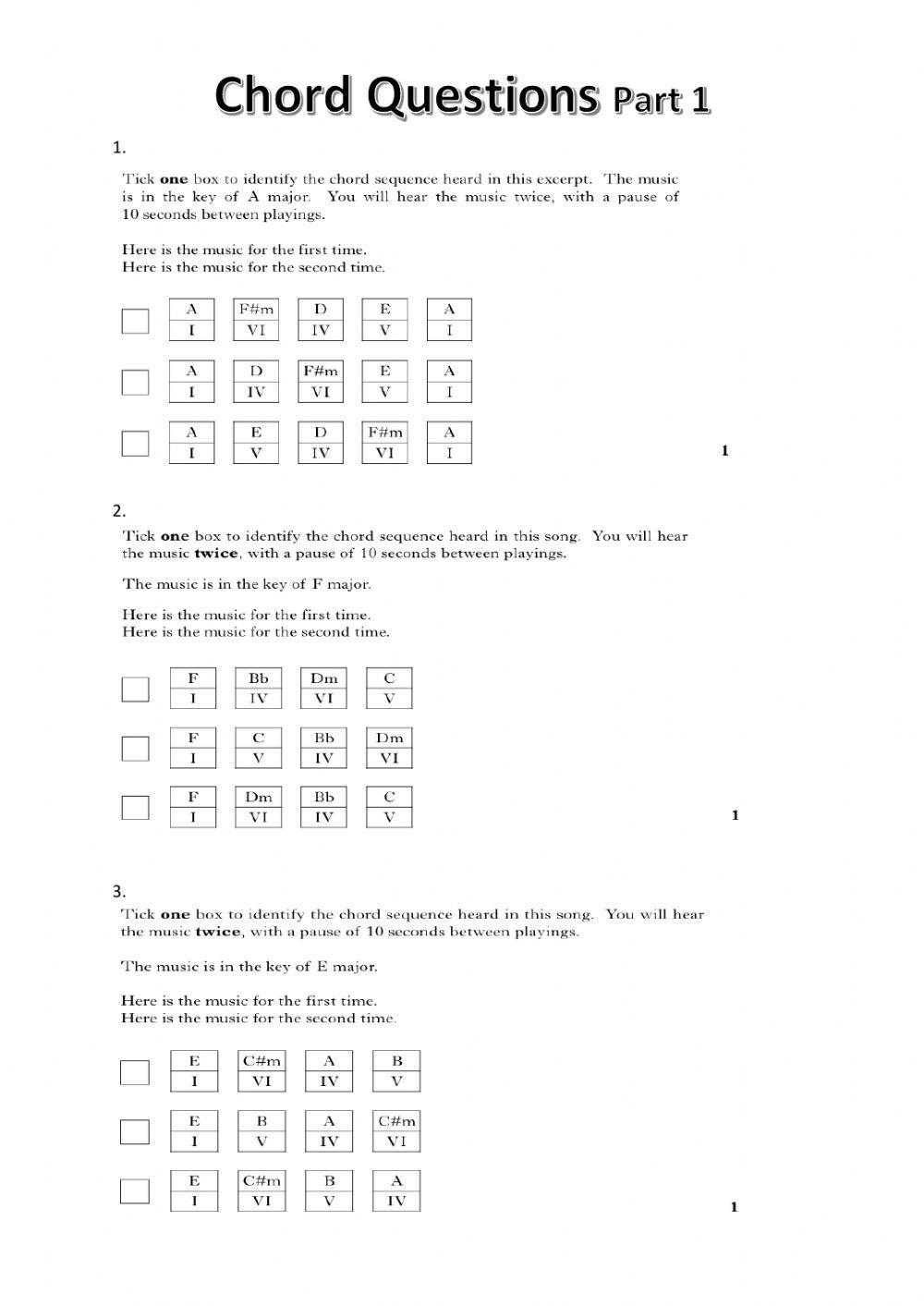 National 5 Chord Questions Part 1 worksheet Live Worksheets