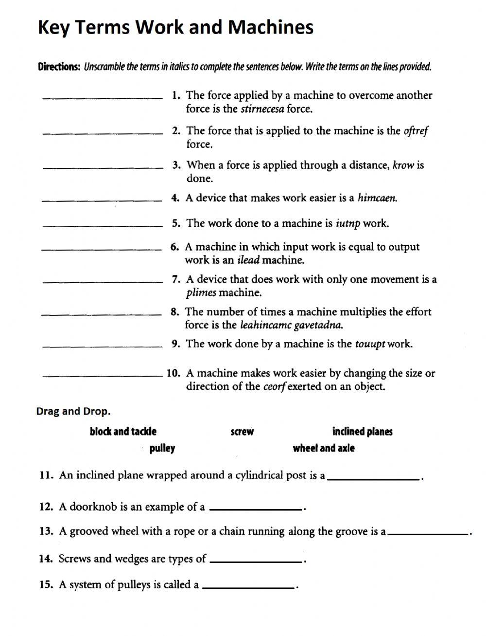 PS-12-Key Terms Work and Machines