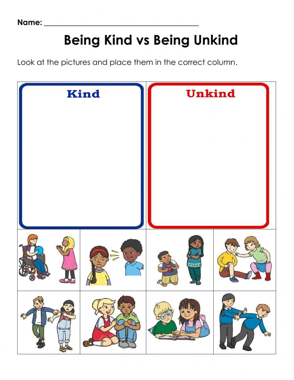 Kindness vs Unkindness Sorting