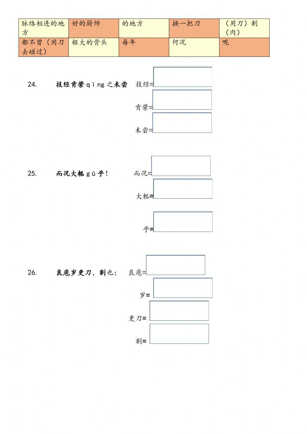 中五第五单元第一课 庖丁解牛