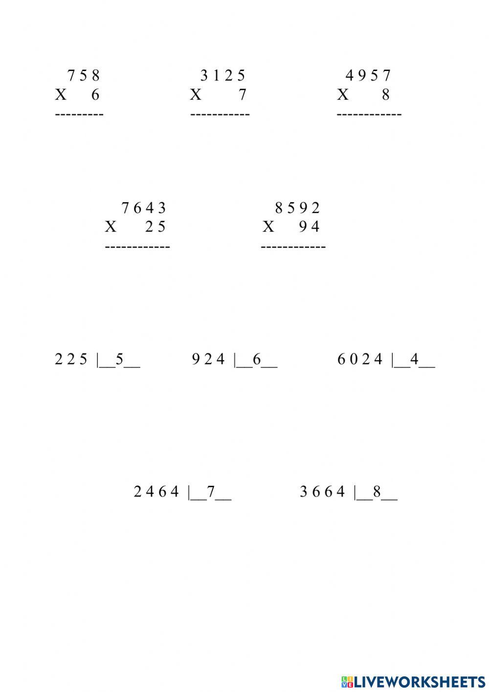 Multiplicacions i Divisions