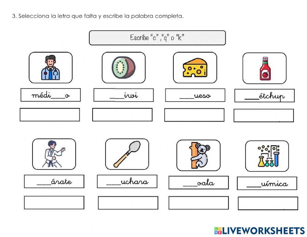 Repaso -ll-, -y-, -ch-, h, -k-, -q-