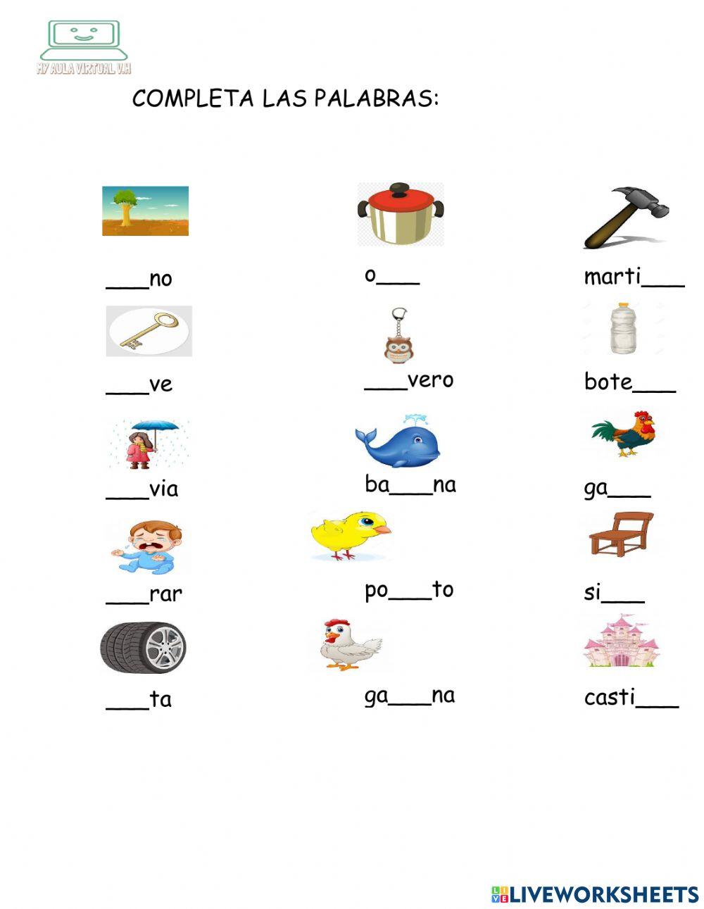 Coloca la sílaba correcta