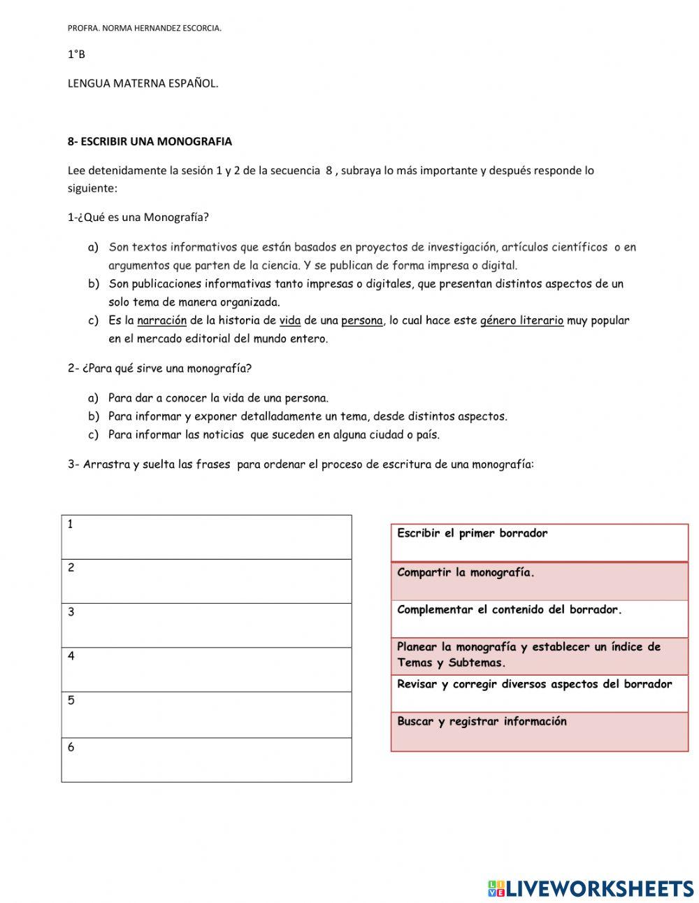 Escribir una monografia