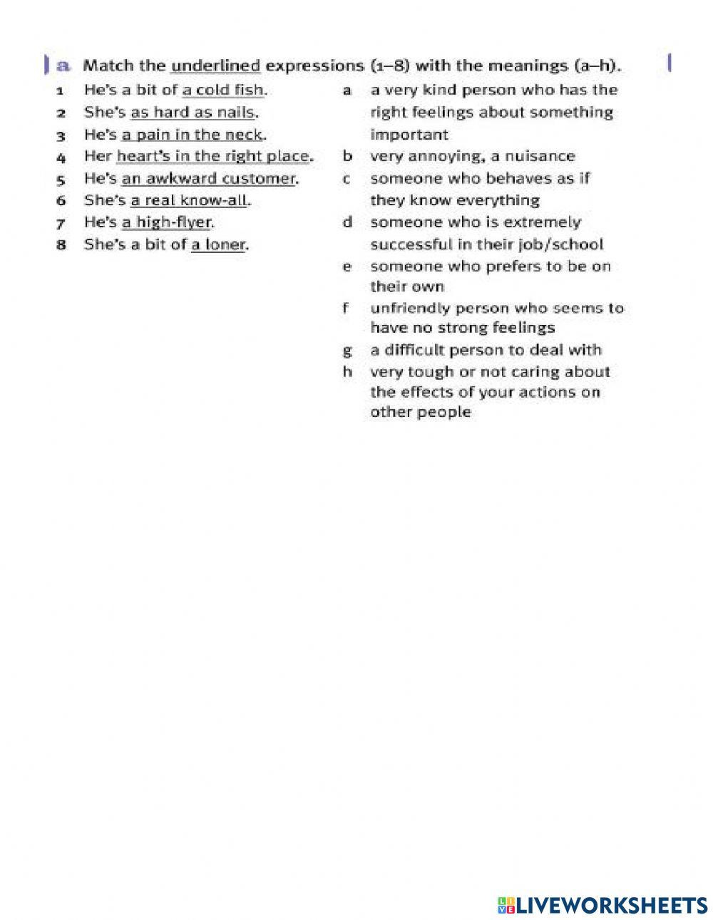 Idioms to describe people