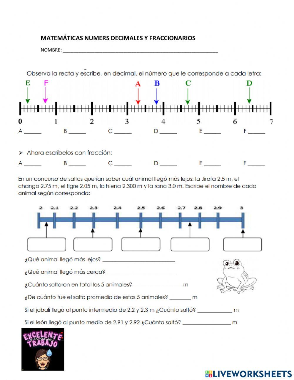 Números decimales y fraccionarios