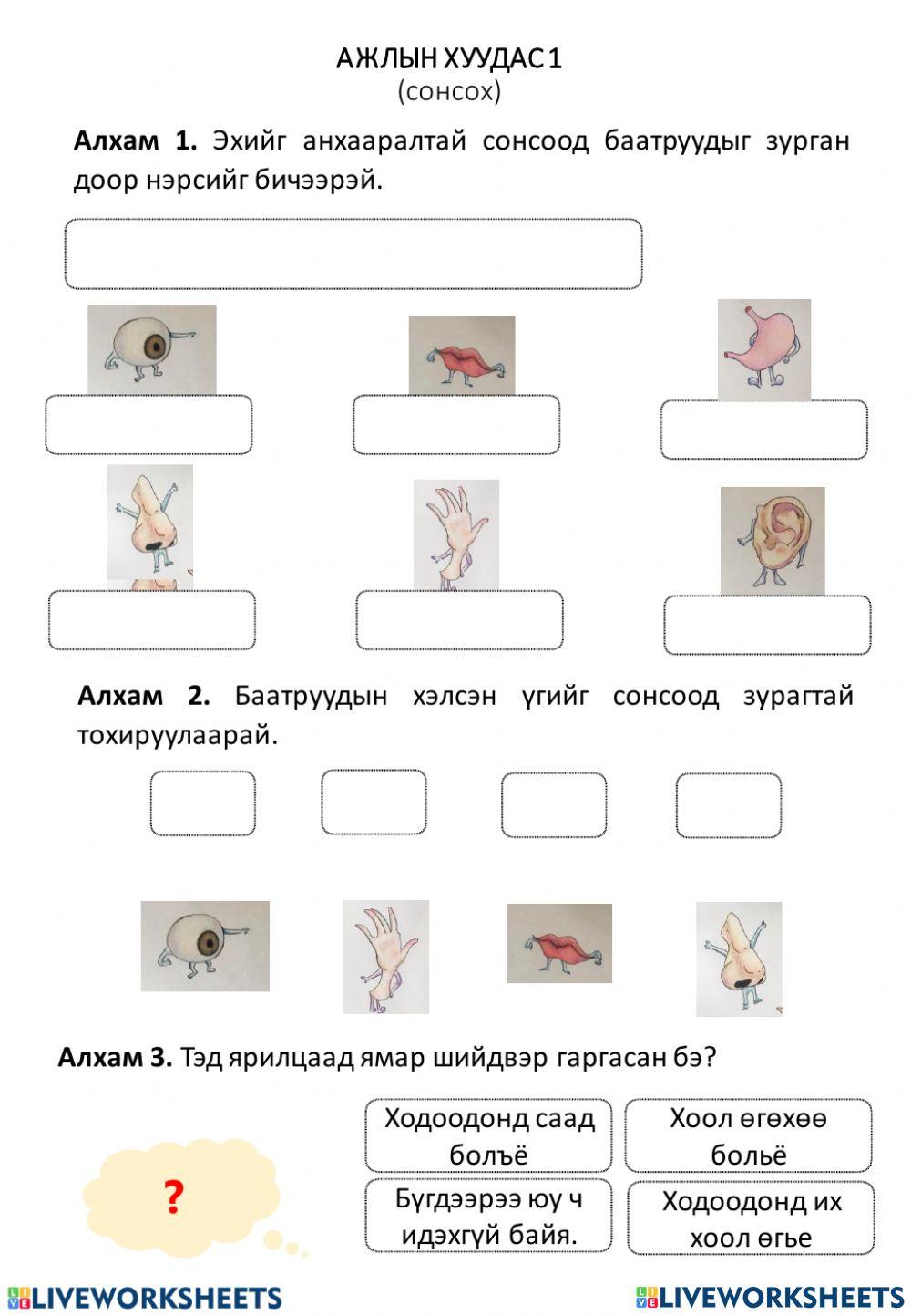 Монгол хэл бага анги worksheet | Live Worksheets