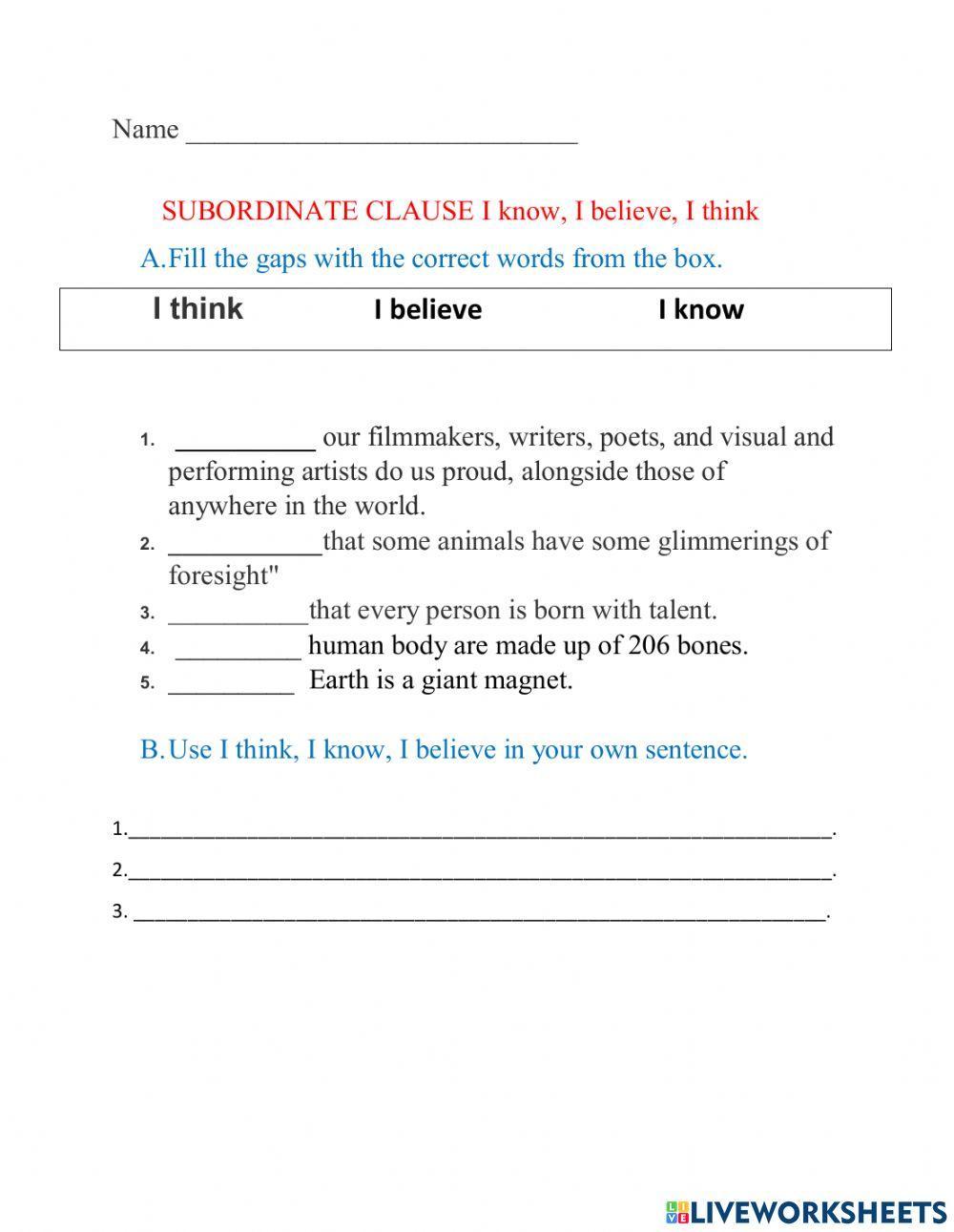 Subordinate Clause Worksheet subordinate-clause-worksheet