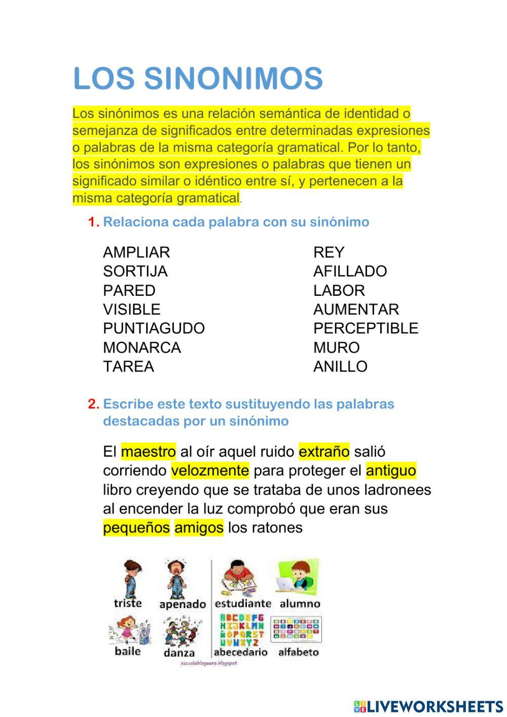 Los sinonimos Los sinonimos