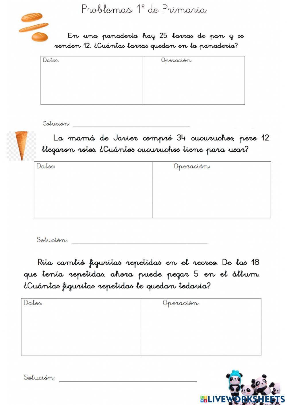 Problemas 1º de primaria