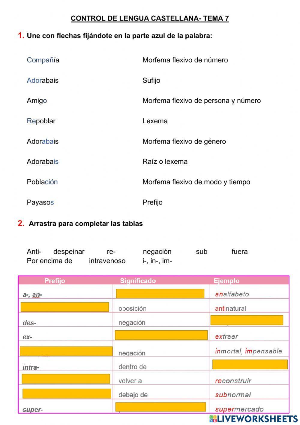 Control lengua tema 7