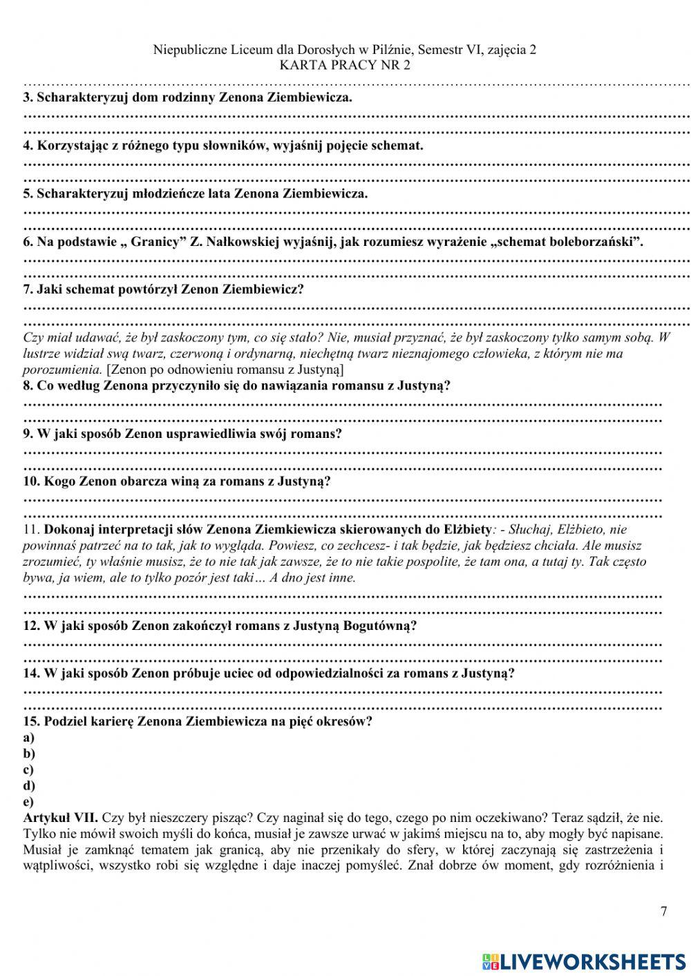 Liceum dla dorosłych w Pilźnie, semestr VI, zajęcia 2