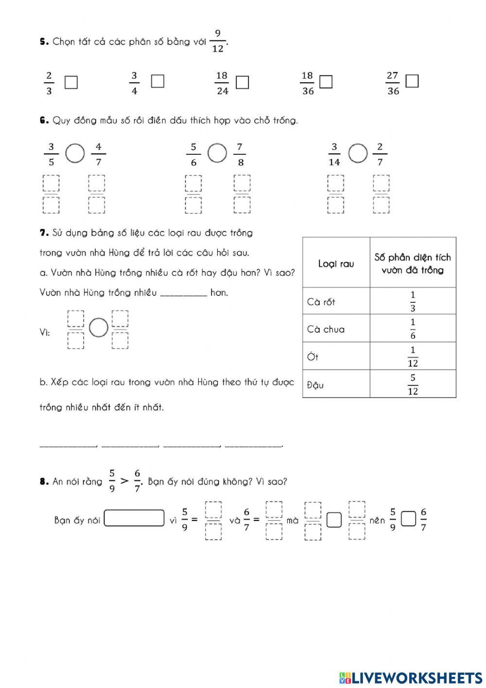 Toán 4 -2021.02.22- So sánh hai phân số