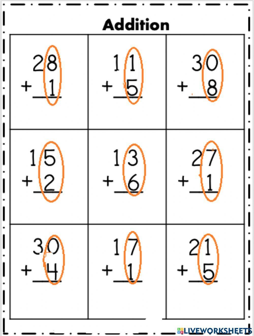 Double and single digit addition