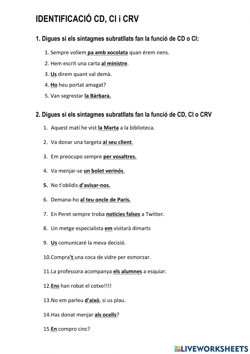 Pronoms febles CD, CI i CRV