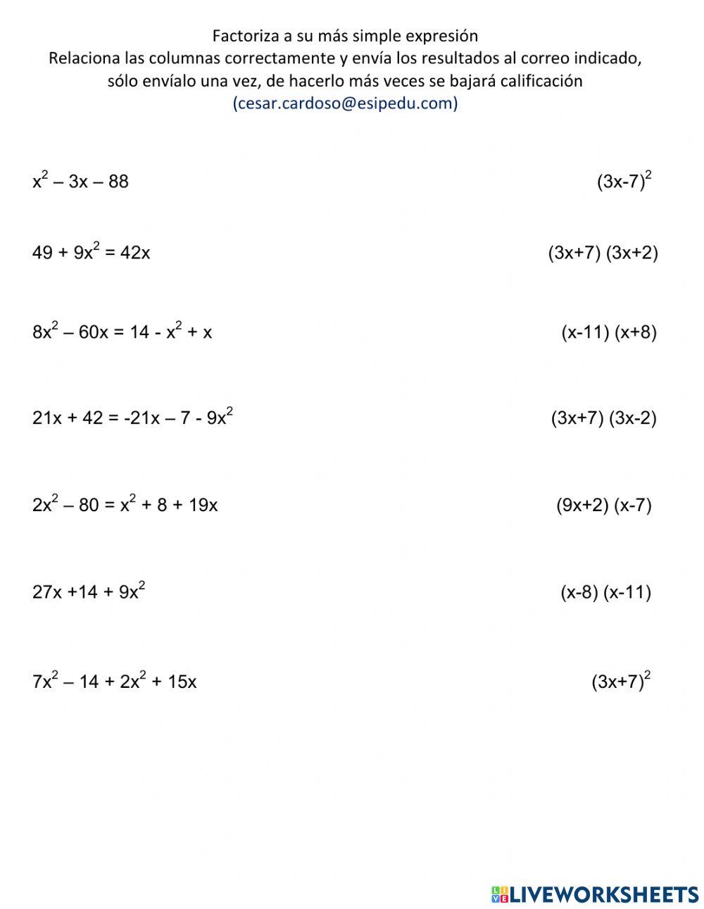 Factorizacióm A semana 24