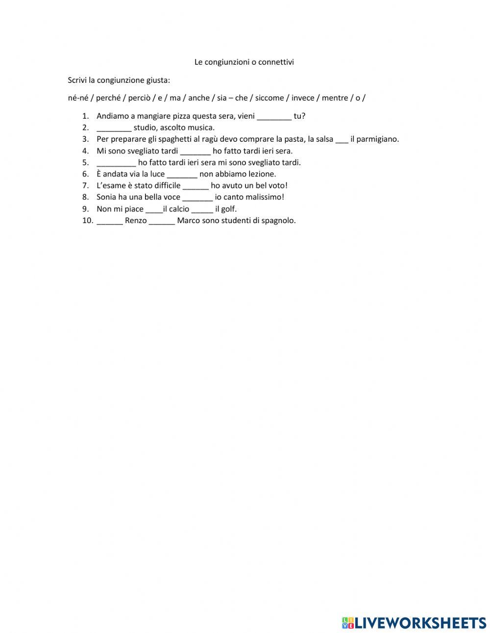 Esame Le congiunzioni