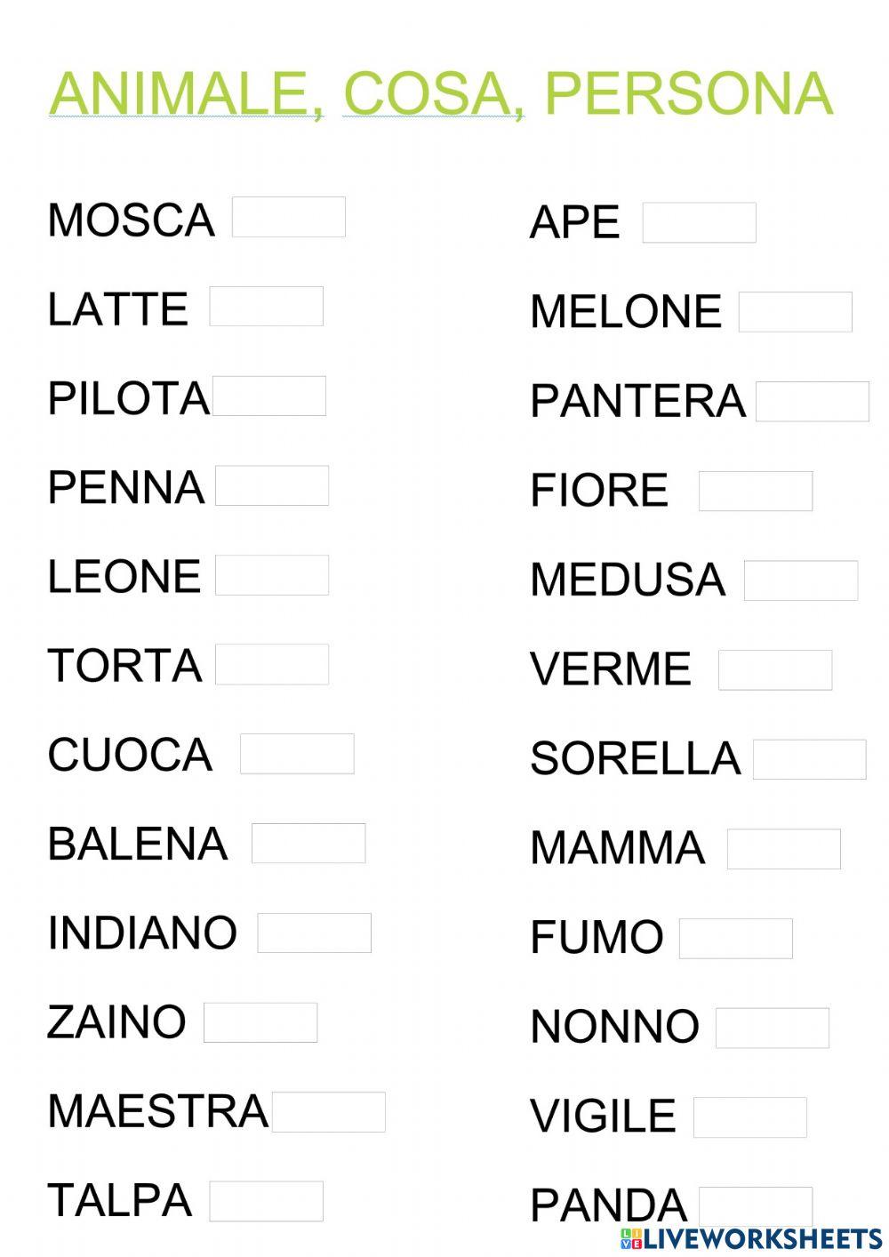 Animale, cosa, persona