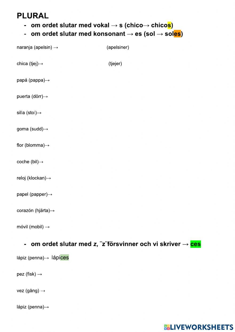 Plural (intro)- curso 6