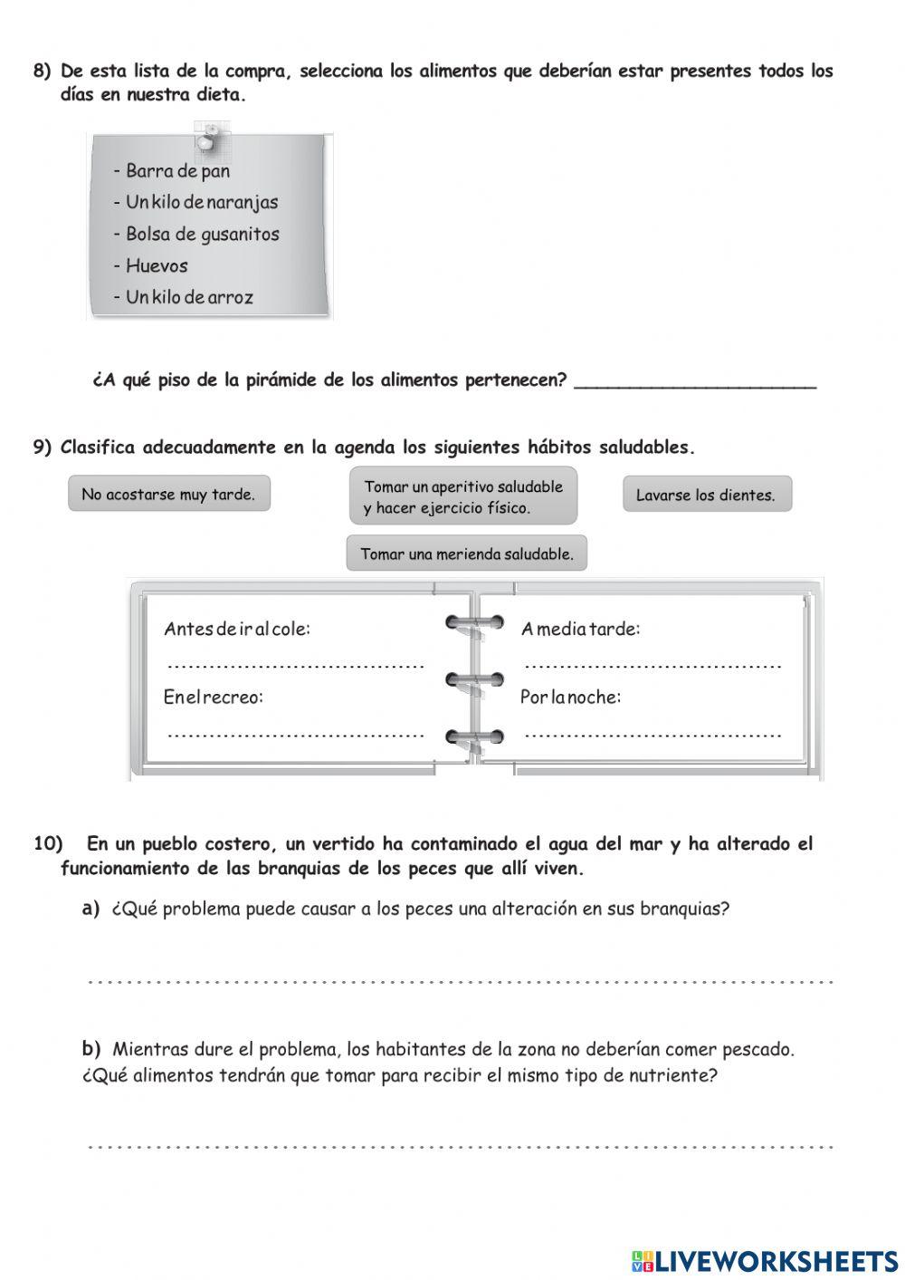 Evaluación de la unidad 3 de naturales