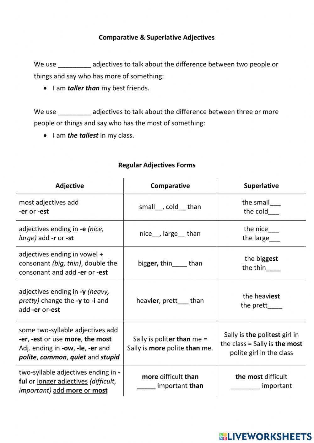 Comparative & Superlative Adjectives