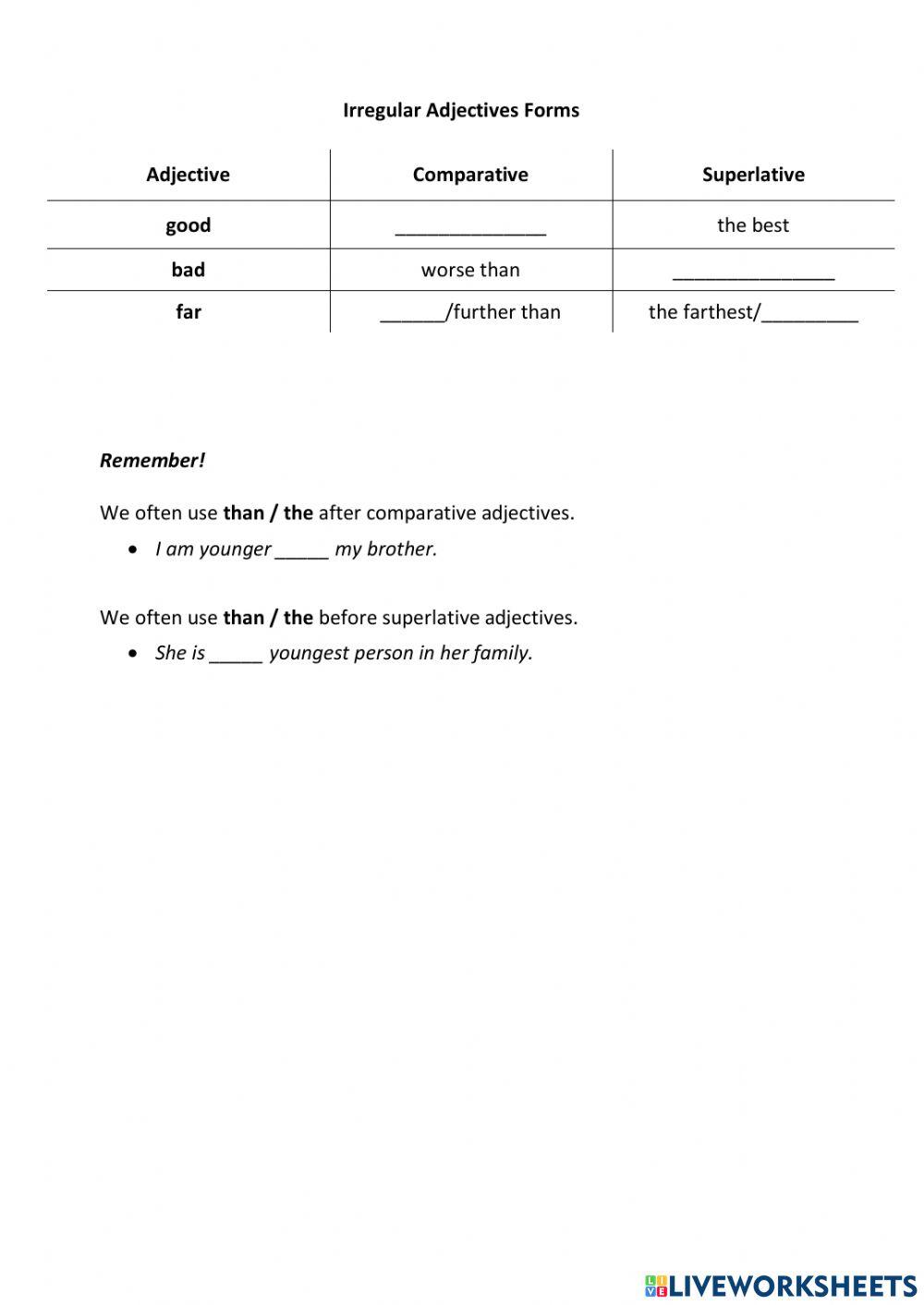 Comparative & Superlative Adjectives