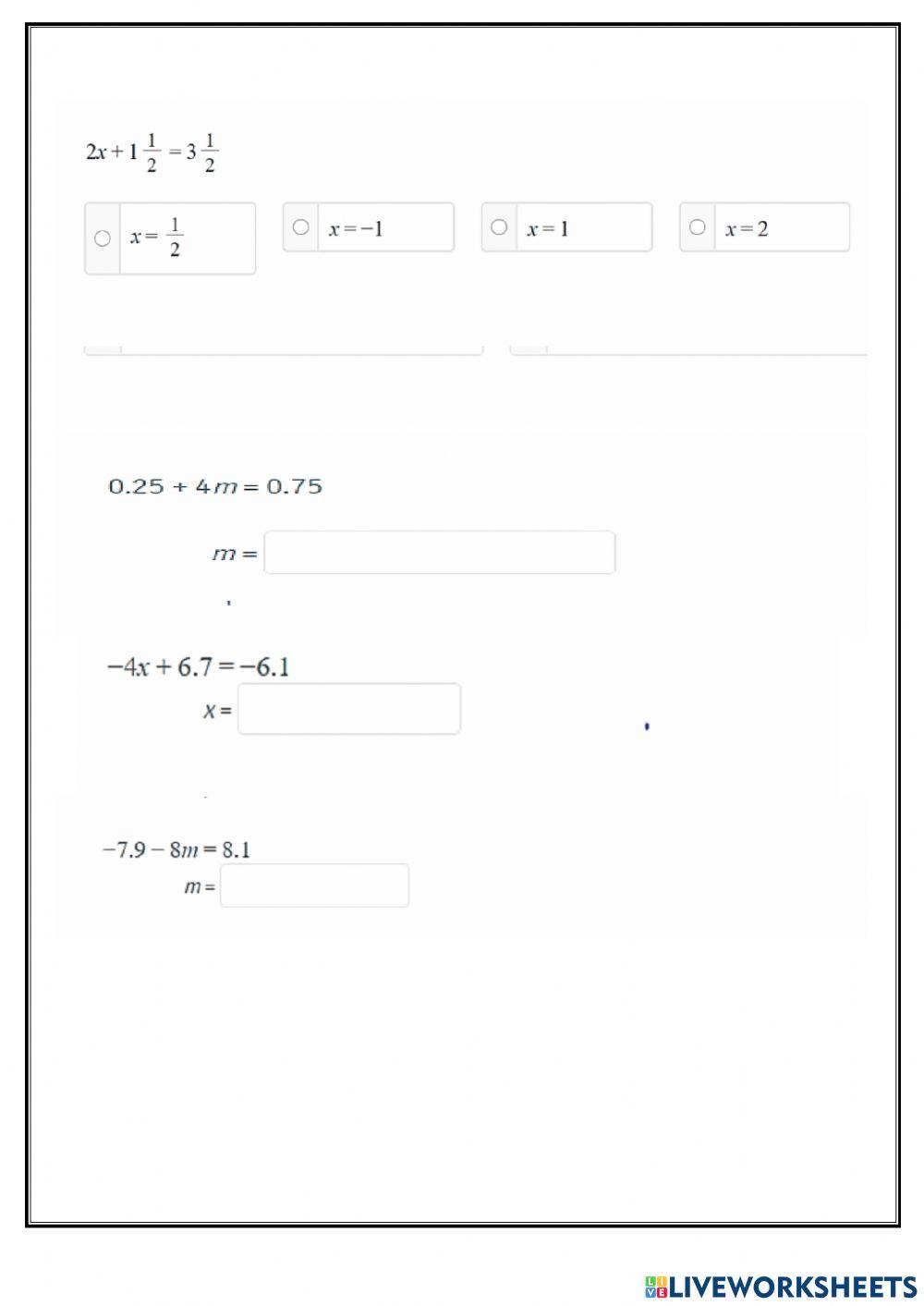 تدريب للمعادلات
