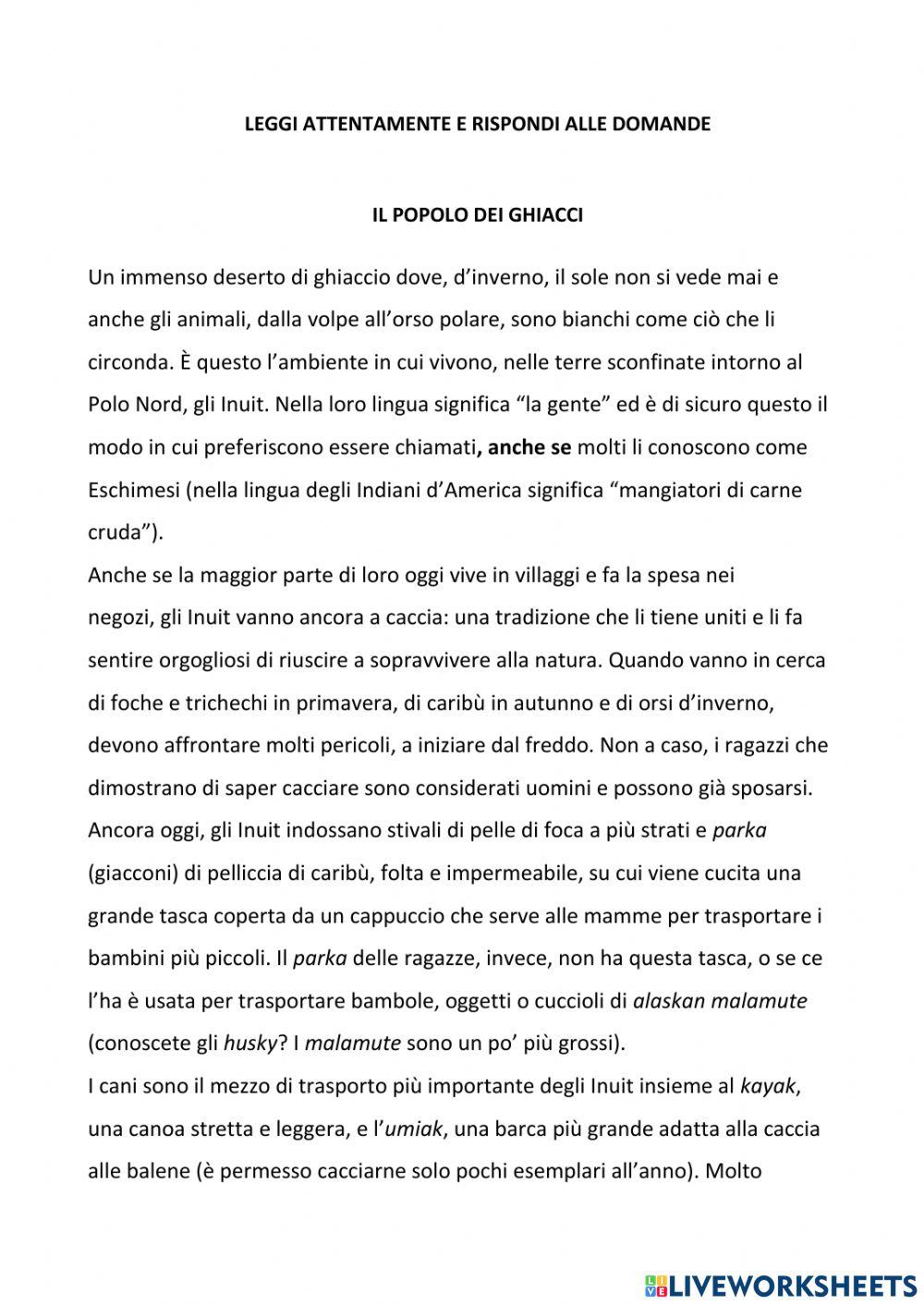 Il popolo dei ghiacci INVALSI