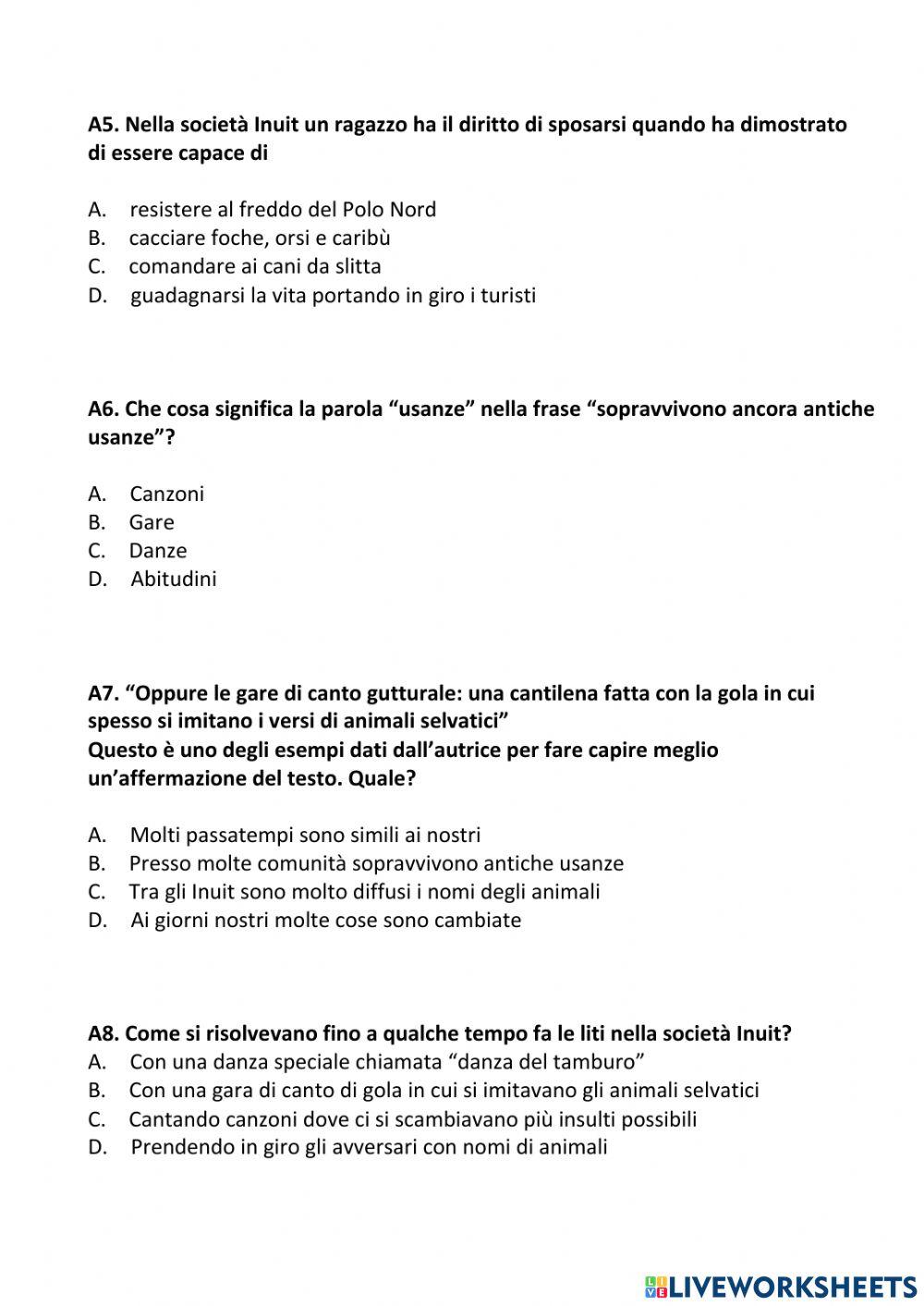 Il popolo dei ghiacci INVALSI