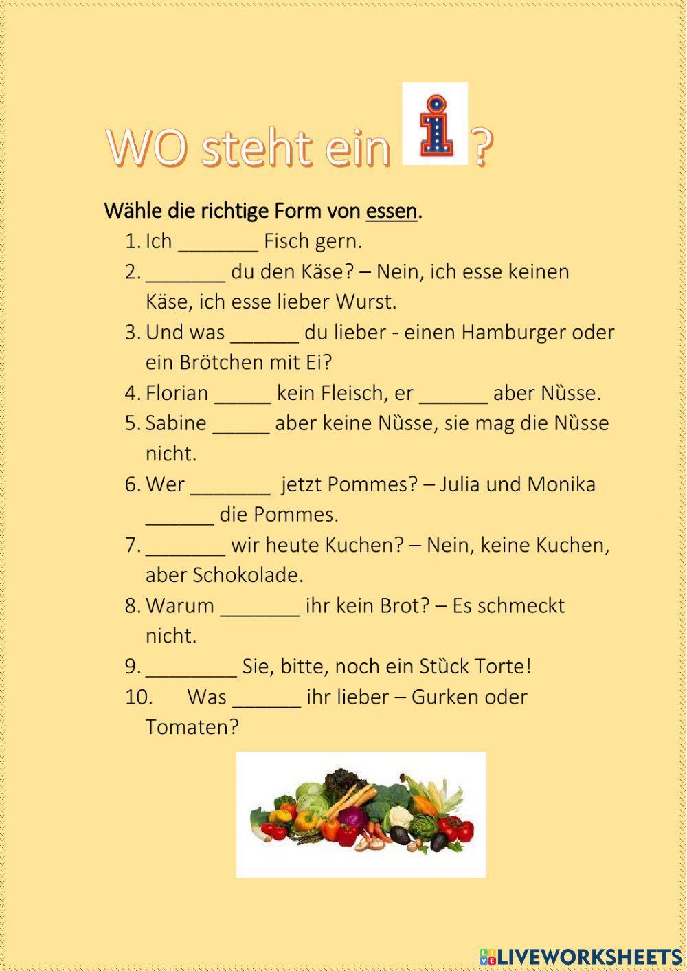 Essen und nehmen Präsens