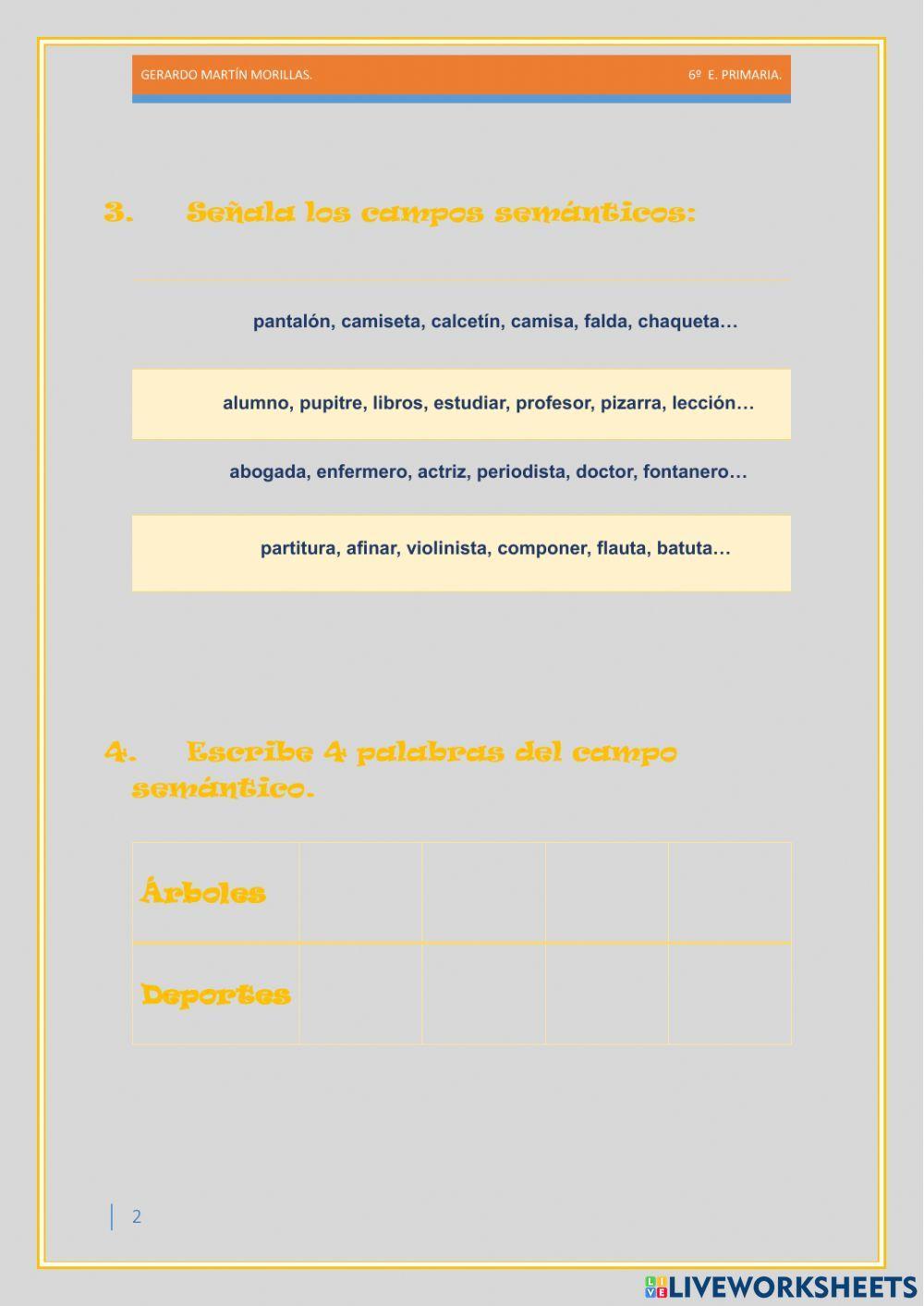 Taller de vocabulario. Ficha 8.