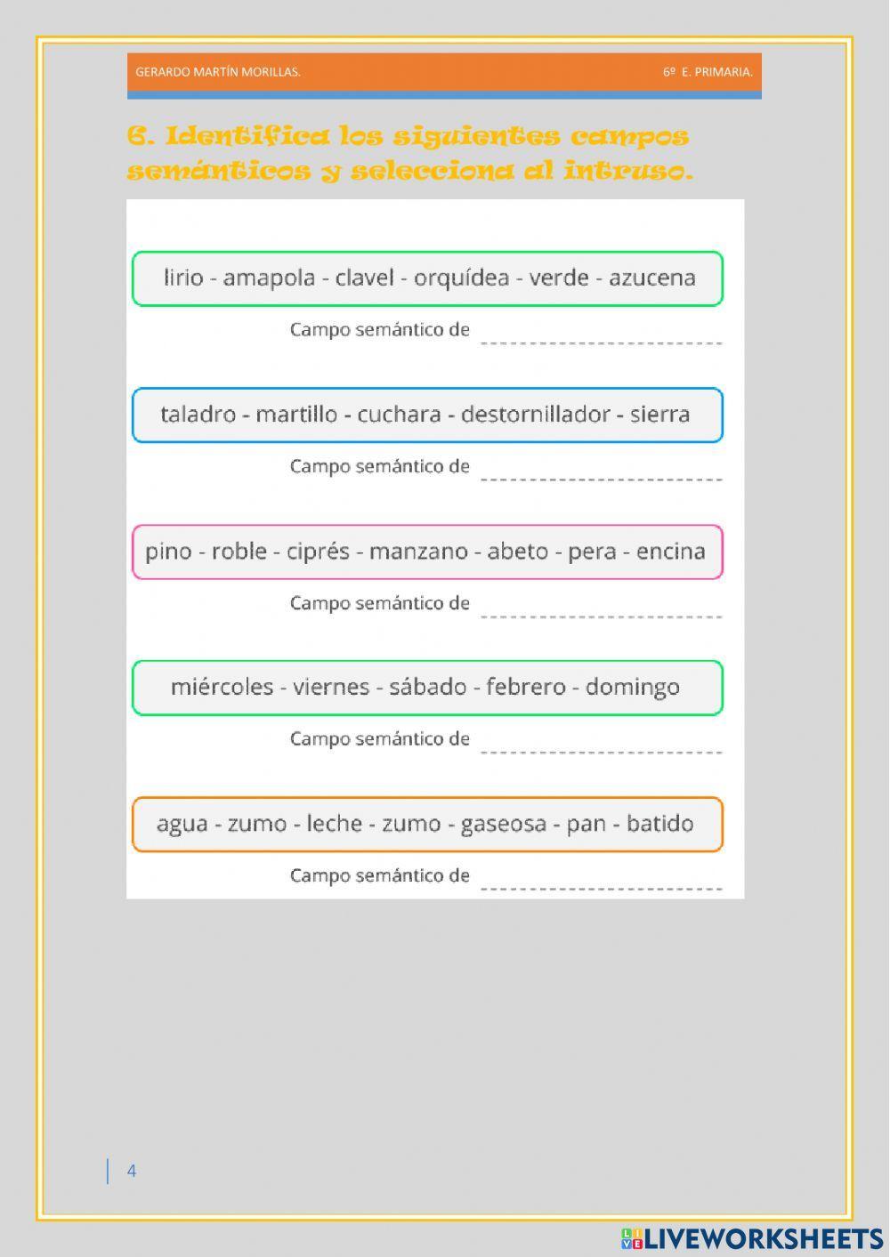 Taller de vocabulario. Ficha 8.