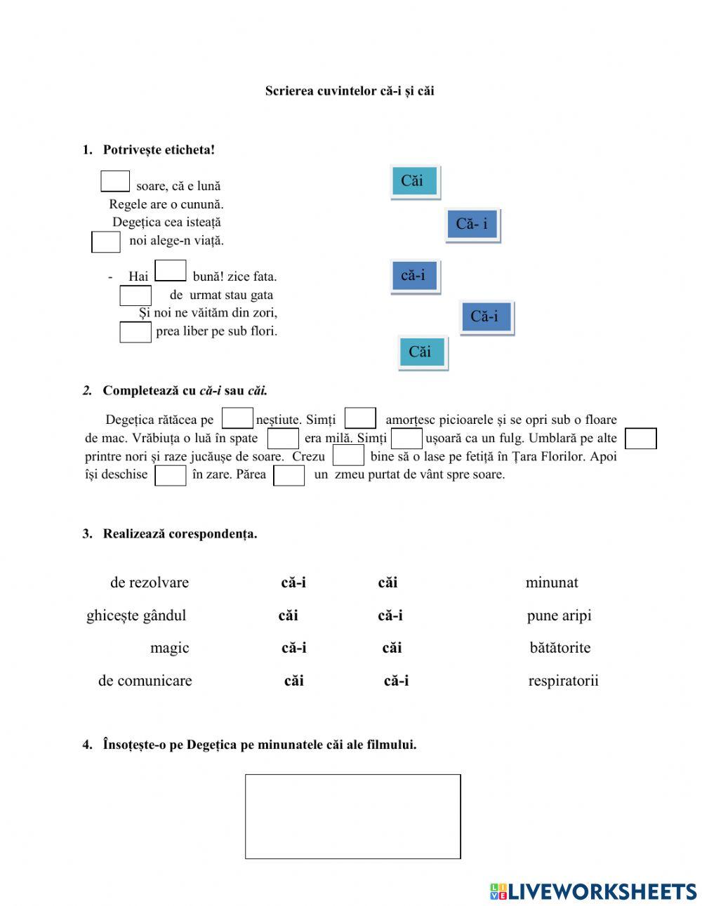 Scrierea cuvintelor că-i și căi